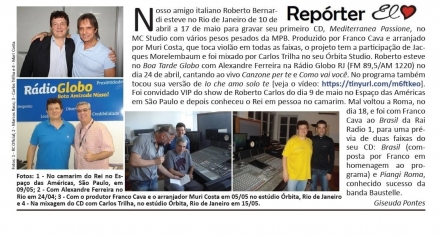 Articolo della giornalista Giseuda de Oliveira Pontes a Roberto Bernardi. - Roberto Bernardi